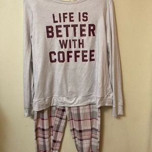 Secrect Treasures Gray and Maroon Two Piece Pajama Set Large